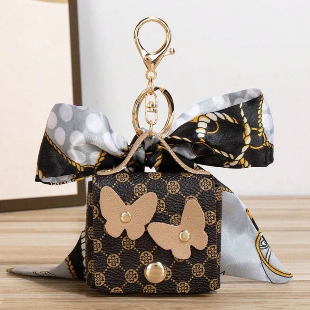 Miniature Bag Keychain with Scarf Accent